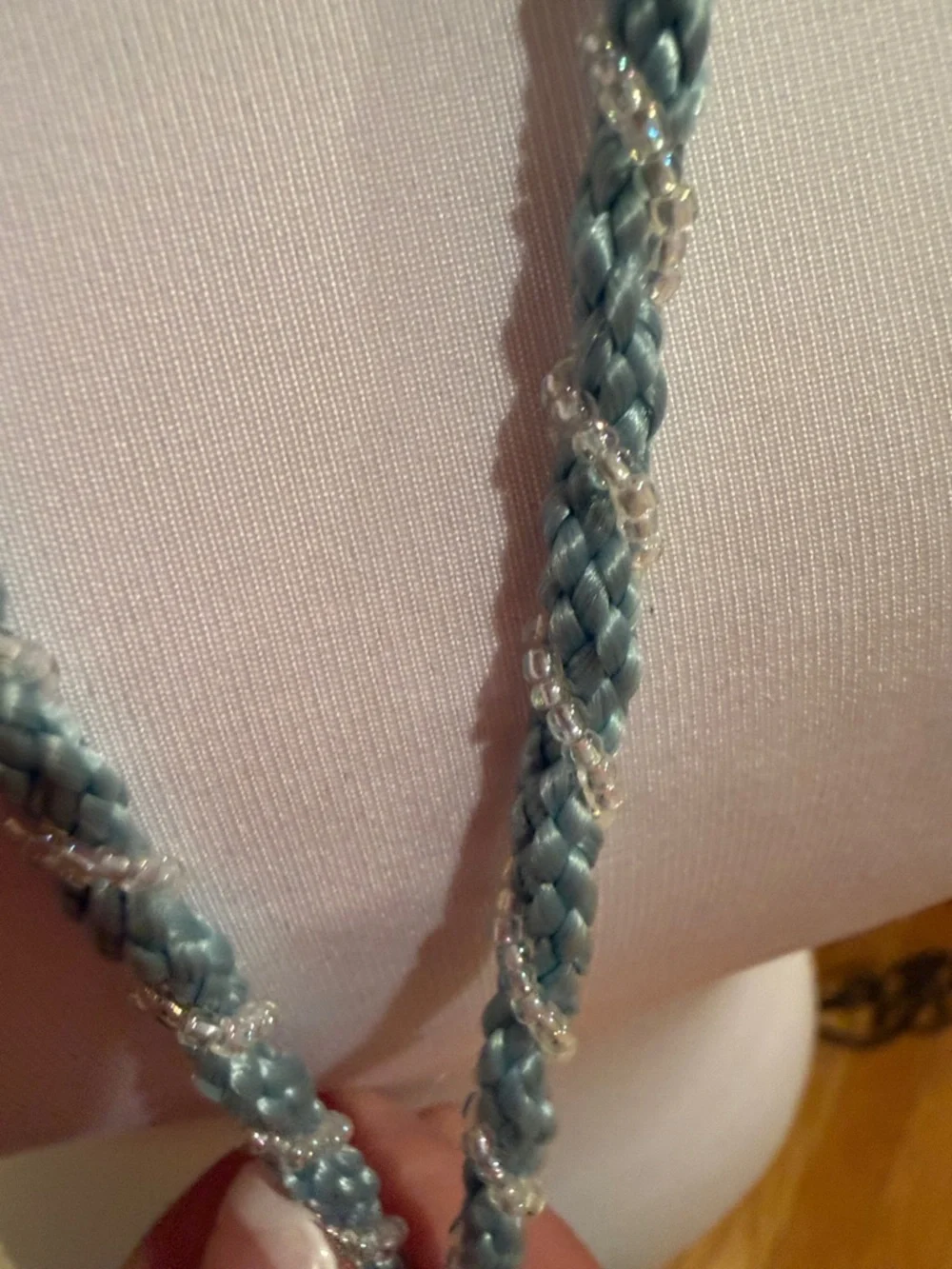 Embroidered Light Blue Crossbody Purse with Braided Strap